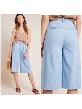 Pilcro and the letterpress by Anthropologie Mina Chambray Culottes Gaucho Pants